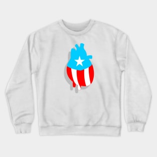 Puerto Rican Flag Heart Realistic Design Crewneck Sweatshirt